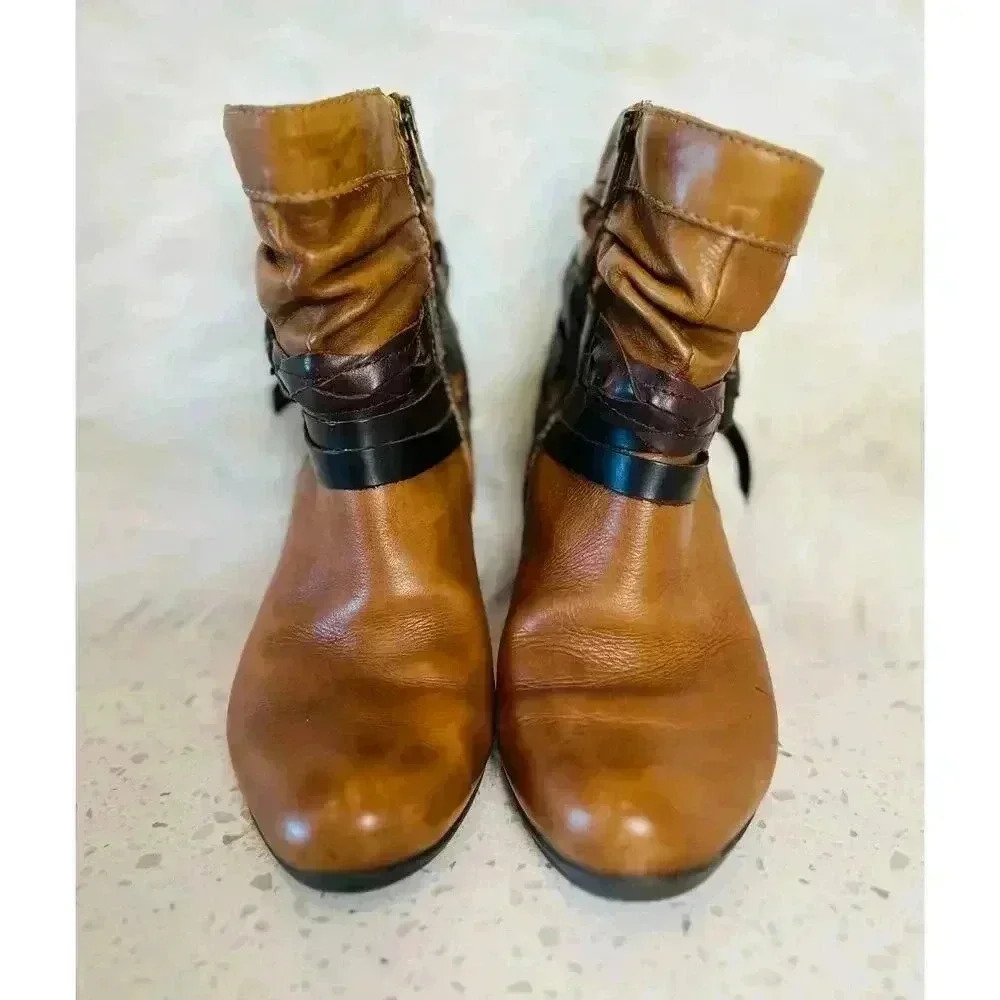 Pikolinos Womens Size 37, US 6.5 Brown Leather Verona Ankle Boots Strappy - Picture 4 of 8
